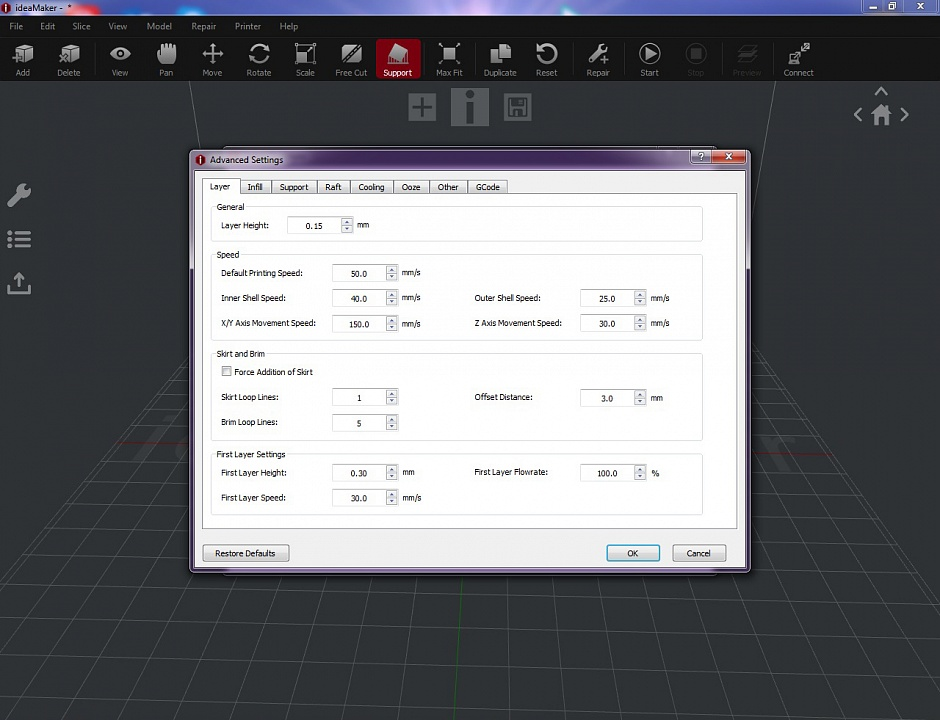 IdeaMaker - интерфейс для работы с 3D принтером Raise3D